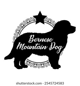 Bernese mountain dog silhouette, dog, dog breeds,  vector, silhouette, logo design, animal, illustration, icon, sign, black, pet