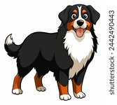 Bernese Mountain dog vector illustration isolated on white background in cartoon style