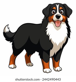 Bernese Mountain dog vector illustration isolated on white background in cartoon style