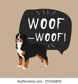 Bernese Mountain Dog vector illustration with hand drawn banner