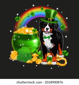 bernese mountain patricks day funny dog one design vector illustration for use in design and print poster canvas
