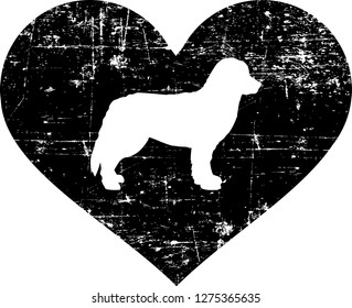 Bernese Mountain silhouette in black heart