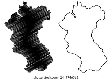 Bernina District (Switzerland, Swiss Confederation, Canton of Grisons, Graubünden or Graubunden) map vector illustration, scribble sketch Bernina Region map