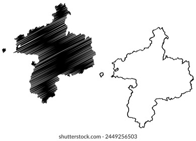 Bern-Mittelland District (Switzerland, Swiss Confederation, Canton of Bern or Berne) map vector illustration, scribble sketch Verwaltungskreis Bern-Mittelland map