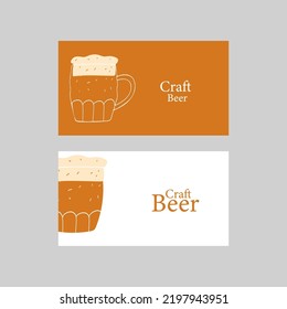 Berr craft business card with stylized illustration mug of beer