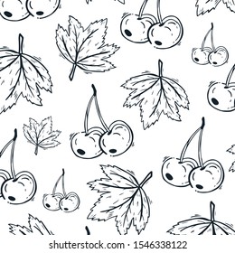 Berries background with cherry. Food design template with berry