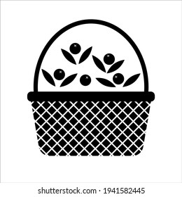 Berries in basket - simple vector illustration for logo, icon, pattern, sticker, banner, card, poster. Summer food vector art. Flat style.