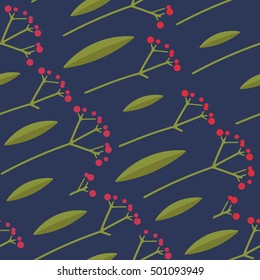 Berries beautiful delicate autumn season seamless pattern on dark blue background.Vector illustration.