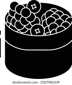 berries bowl solid glyph vector illustration