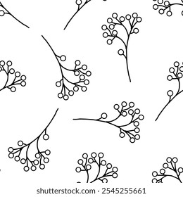 Berries ramo padrão sem emenda, clipart de vetor em estilo plano. Isolado no fundo branco. 