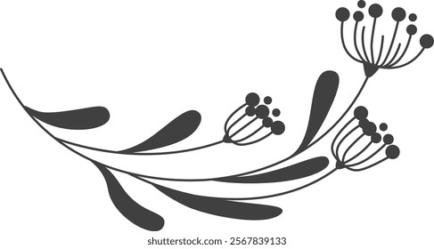 Berries Branch Silhouette Vector Illustration