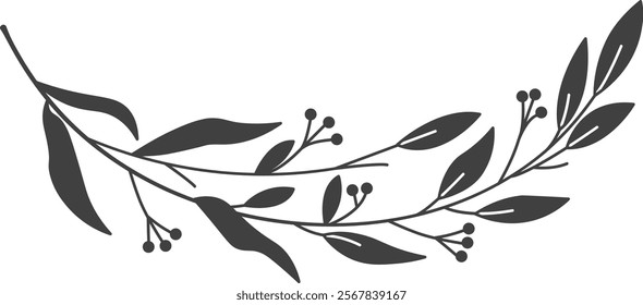 Berries Branch Silhouette Vector Illustration