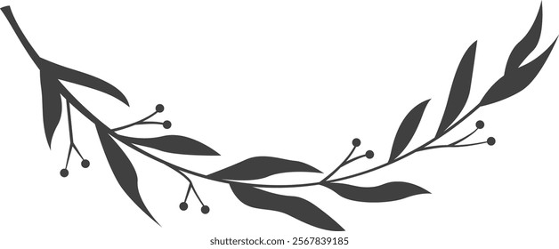 Berries Branch Silhouette Vector Illustration