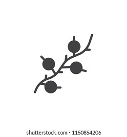 Berries branch vector icon. filled flat sign for mobile concept and web design. Forest berry simple solid icon. Symbol, logo illustration. Pixel perfect vector graphics