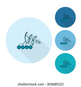 Berries Bunch of Viburnum. Single Flat Autumn Icon . Simple and Minimalistic Style. Vector