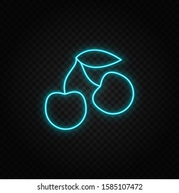 berries, cherry neon icon. Blue and yellow neon vector icon.