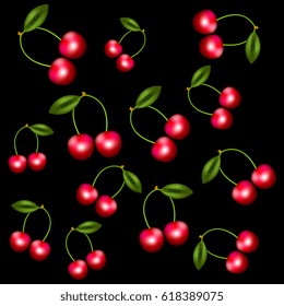 Berries. Cherry on a black background.