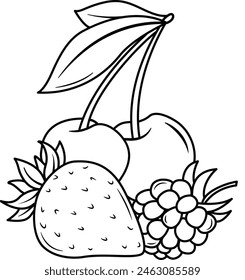 Berries cherry strawberry raspberry fruits
