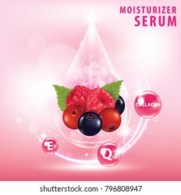 Berries collagen vitamin banner vector illustration