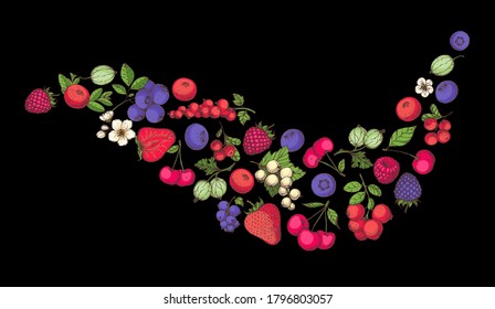 Colección Berries. Ilustración vectorial dibujada a mano. Ilustración alimentaria. Juego de bayas dibujado a mano. Ilustración colorida.