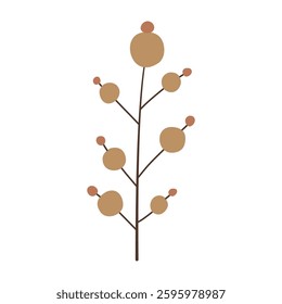 Berries. Cute illustration, vector, brown color, simple. Cartoon, flat. Isolated on white background