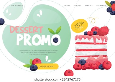 Berries dessert illustration promo update landing page template