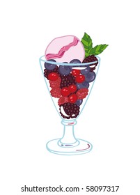 Berries dessert with ive-cream