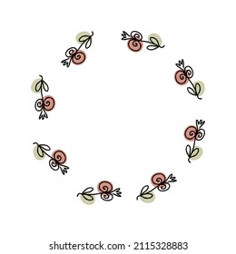 Berries doodle frame in line art style on white background. Beautiful simple illustration for decorative design. 




