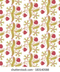 berries and flowers on white background