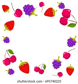 Berries frame on white background with place for text