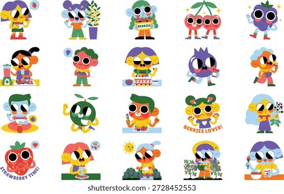 Beeren und Früchte Icons Illustrationen Vektorgrafik. Entwurfsvorlage für Illustrationssymbole für Web Mobile UI-Element.