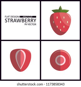 Berries fruit illustration vector in flat design : Strawberry