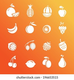  Berries and fruit. Set of vector icons.  EPS-10 (non transparent elements,non gradient).