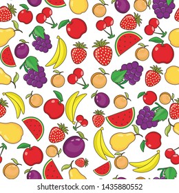 Berries, fruit vector art illustration pattern