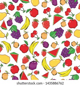 Berries, fruit vector art illustration pattern
