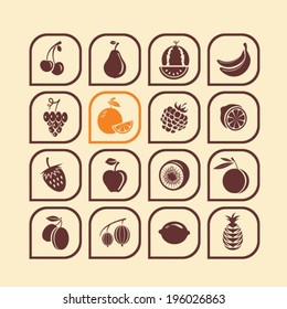  Berries and fruit. Vector symbols.  EPS-10 (non transparent elements,non gradient). 
