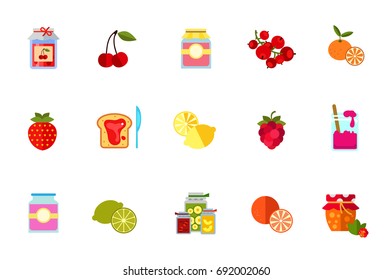 Berries and fruits icon set