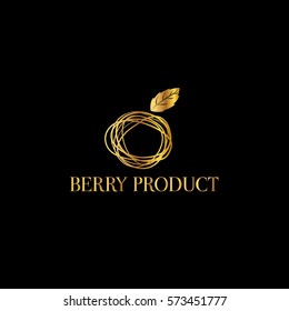 Berries golden vector logo design template. Berries sign (symbol, icon, emblem, label)