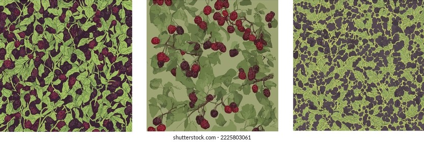 Berries Hanging From The Branch. Mulberries Are Flying In The Air Illustration Vector Cartoon Drawing