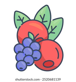 Berries icon. berries, berry, fruit, fresh, cranberry, raspberry, blueberry, food, organic, healthy. Vector icon illustration
