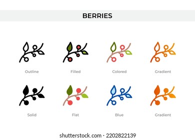 berries icon in different style. berries vector icons designed in outline, solid, colored, filled, gradient, and flat style. Symbol, logo illustration. Vector illustration