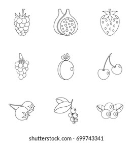 Berries icon set. Outline set of 9 berries vector icons for web isolated on white background