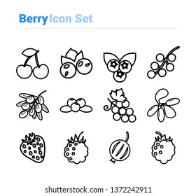 Berries icon set of outline types. Isolated vector sign symbols. Icon pack.