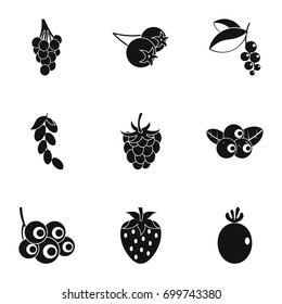 Berries icon set. Simple set of 9 berries vector icons for web isolated on white background
