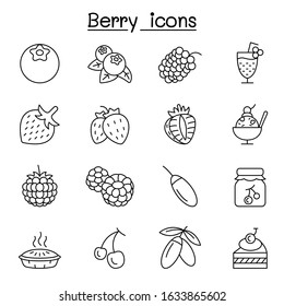 Berries icon set in thin line style