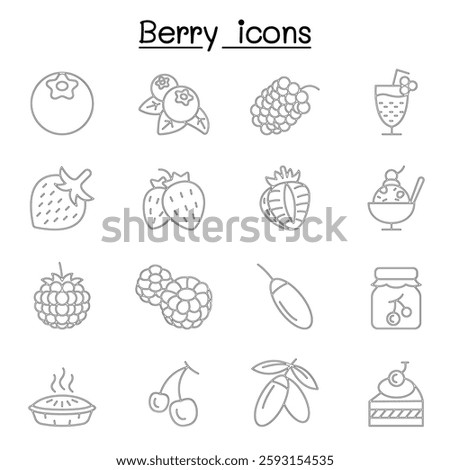Berries icon set in thin line style