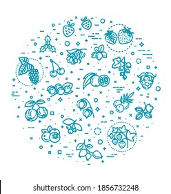 Juego de iconos de Berries. Ilustración del vector