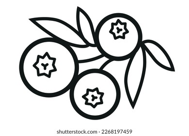 Berries icon vector isolated outline, black symbol illustration