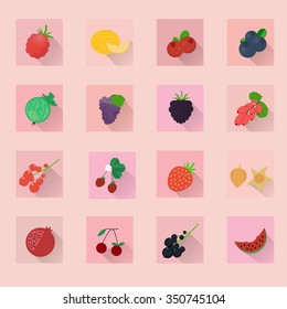 Berries icons. Flat vector illustration.