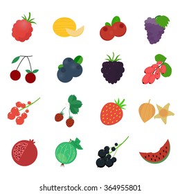 Berries icons. Flat vector illustration.